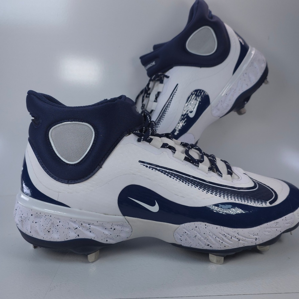 Nike Alpha Huarache Elite 4 Mid Mens Baseball Cleats White Blue HQ1800-100 Sz 15